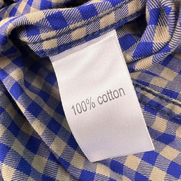 Chesapeake Bay Hunting‎ Shirt Men's SMALL Blue Tan Gingham Check Shoulder Patch - Picture 5 of 7